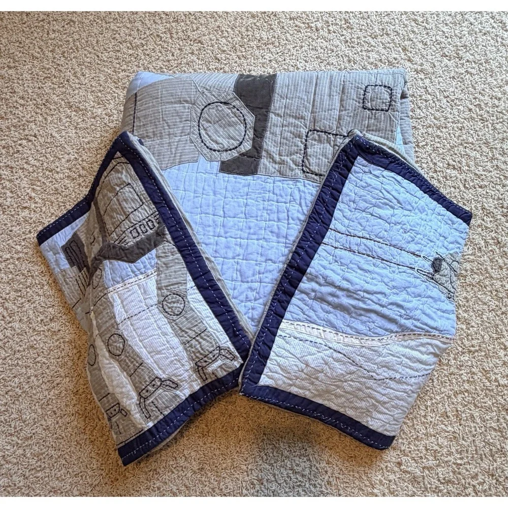 Pottery Barn Kids Star Wars AT-AT HOTH Quilt Set FULL 2 Shams Retired RARE Vtg